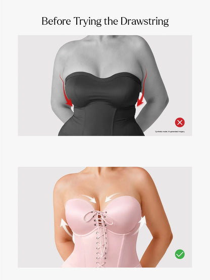 Shapewear Lace-Up Corset Bodysuit with Removable Straps