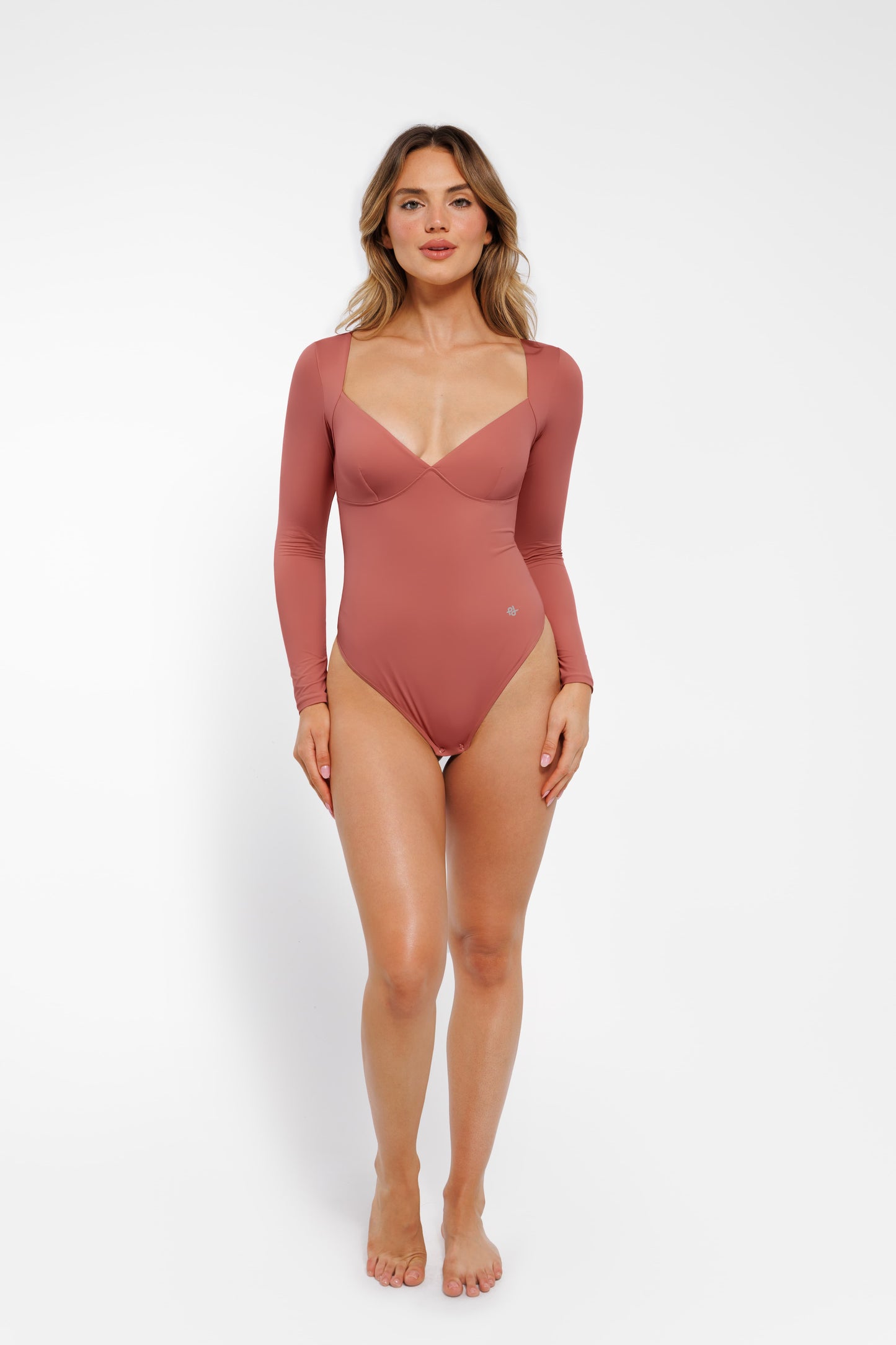 Shapewear Long Sleeve Tummy Control V Neck Bodysuit