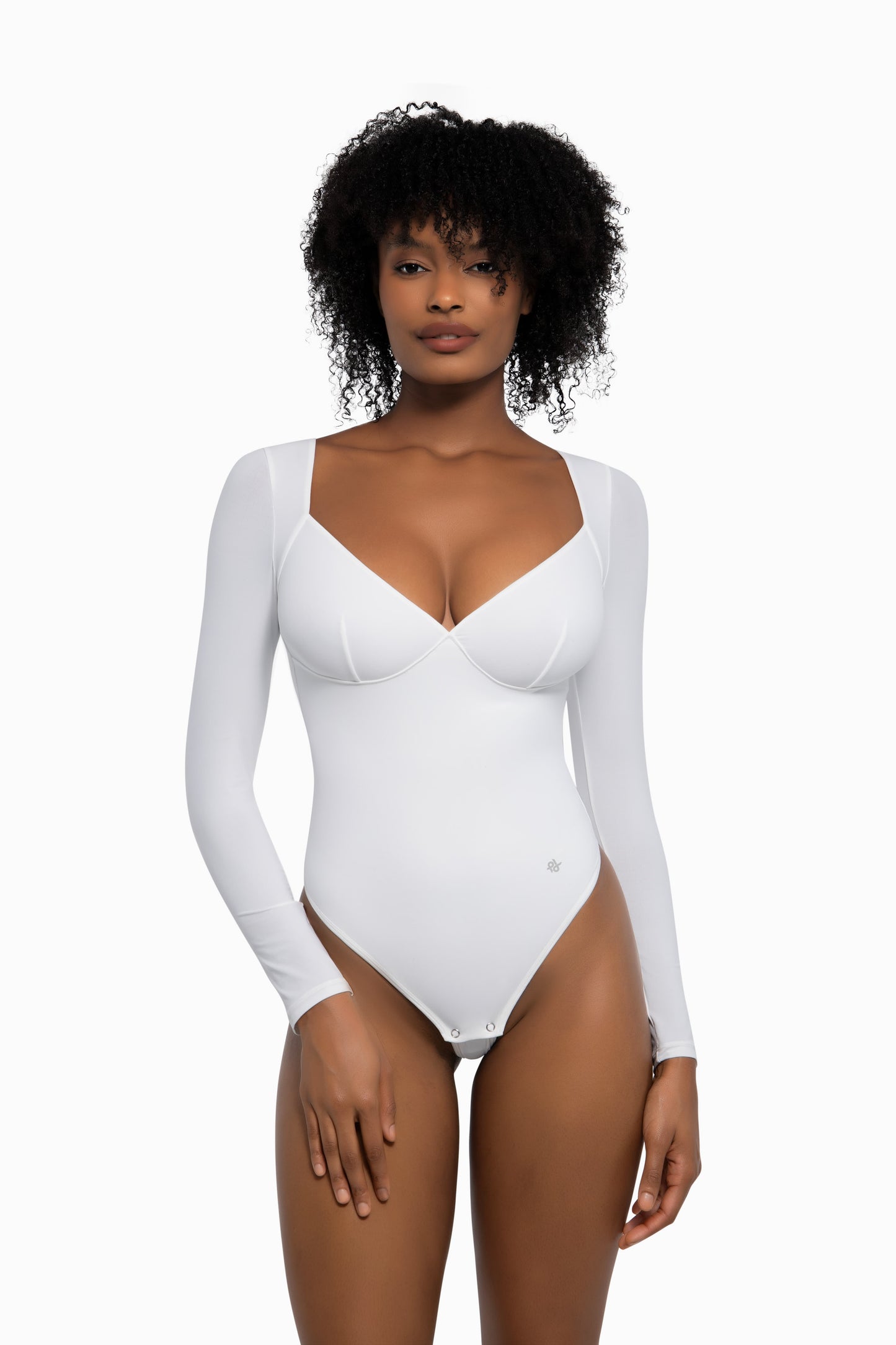 Shapewear Long Sleeve Tummy Control V Neck Bodysuit