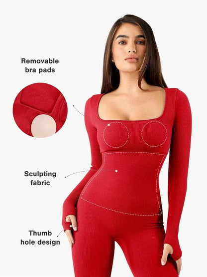 Shapewear Seamless Long Sleeve & Square Neck Sleeveless Jumpsuits
