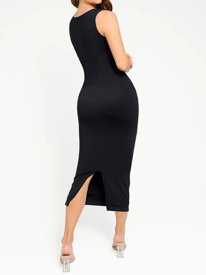 Shapewear Square Neck Sleeveless Slimming Midi Dress