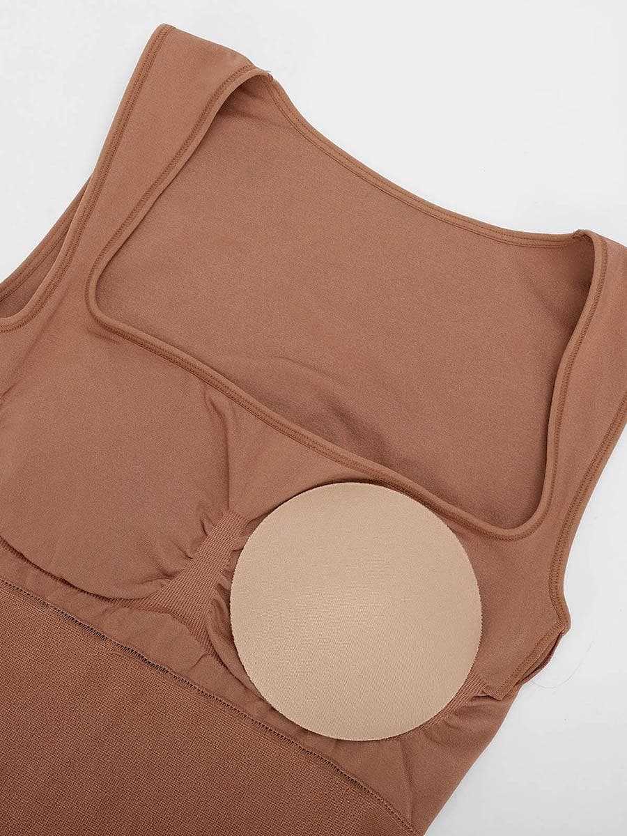 Shapewear Square Neck Sleeveless Slimming Midi Dress