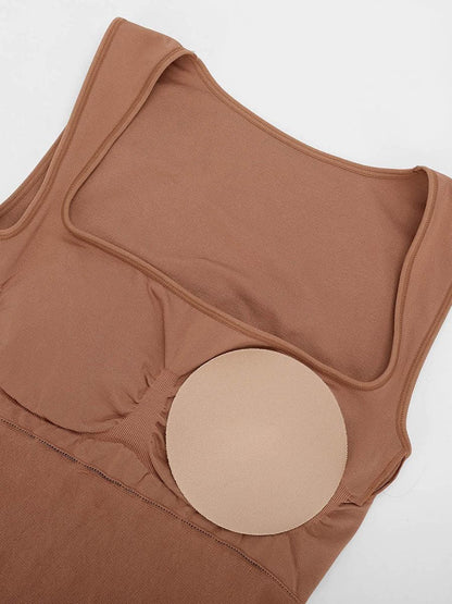 Shapewear Square Neck Sleeveless Slimming Midi Dress
