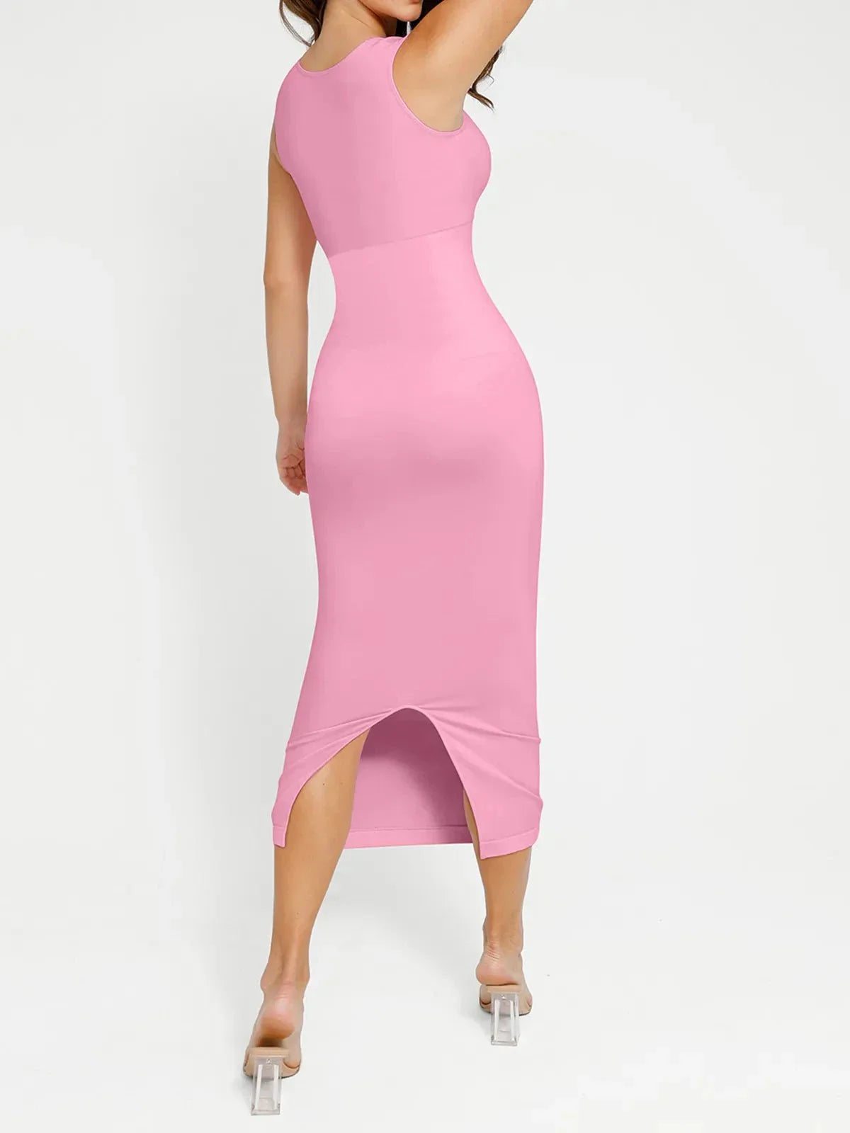 Shapewear Square Neck Sleeveless Slimming Midi Dress