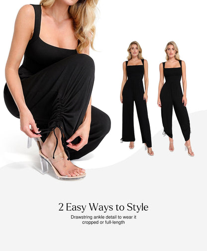 Shapewear Square Neck Tummy Control Wide Leg Jumpsuit