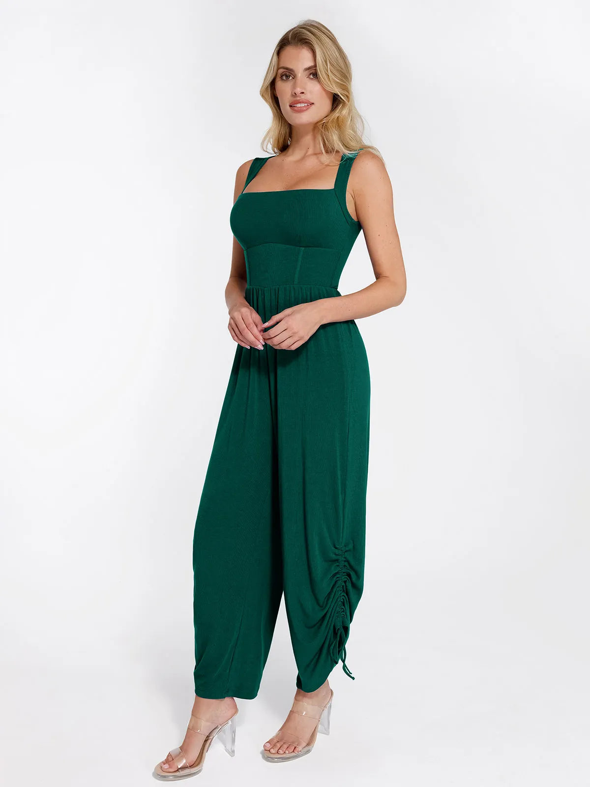 Shapewear Square Neck Tummy Control Wide Leg Jumpsuit