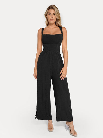 Shapewear Square Neck Tummy Control Wide Leg Jumpsuit