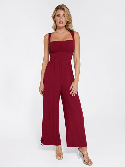 Shapewear Square Neck Tummy Control Wide Leg Jumpsuit