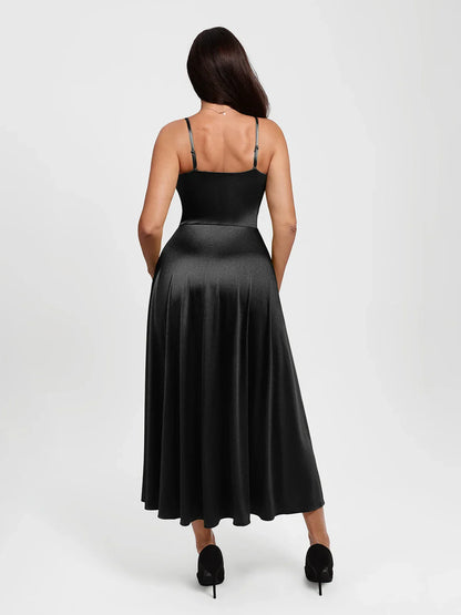 Shapewear Strappy Cowl Neck Fit & Flare Maxi Dress