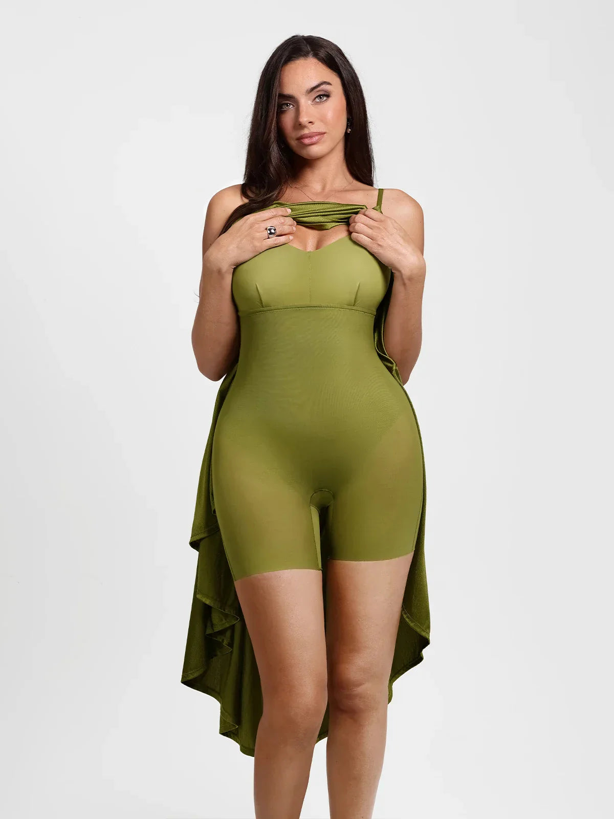 Shapewear Strappy Cowl Neck Fit & Flare Maxi Dress