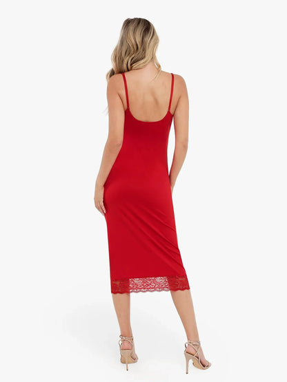 Shapewear Tummy Control Lace Inset Midi Dress