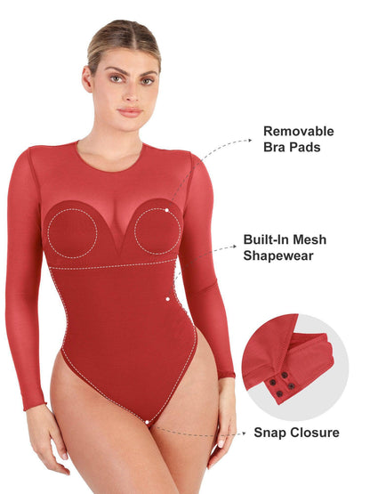 Shapewear Illusion Mesh Slimming Thong Bodysuits