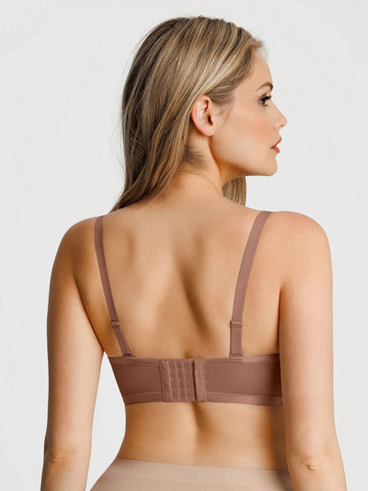 Unlined Sheer Mesh Strapless Minimizer Underwire Bra