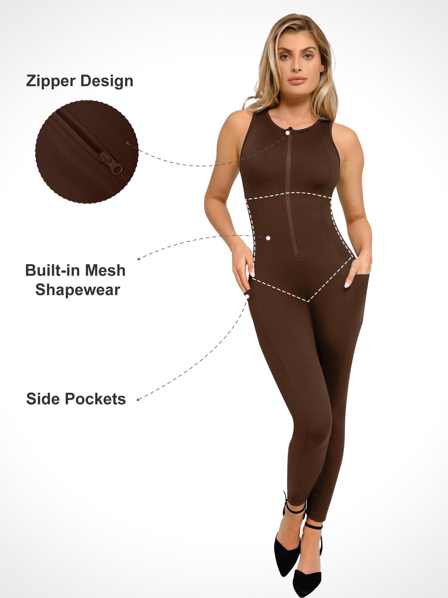 The Shapewear Jumpsuit Sleeveless Shapewear Zip Front For Insiders