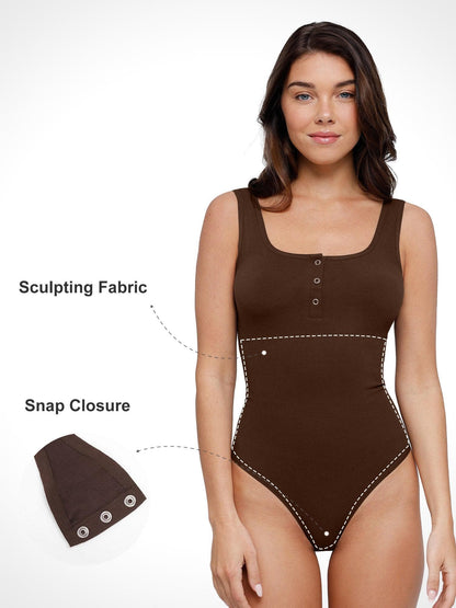 Soft Modal Seamless Henley Tank Bodysuit
