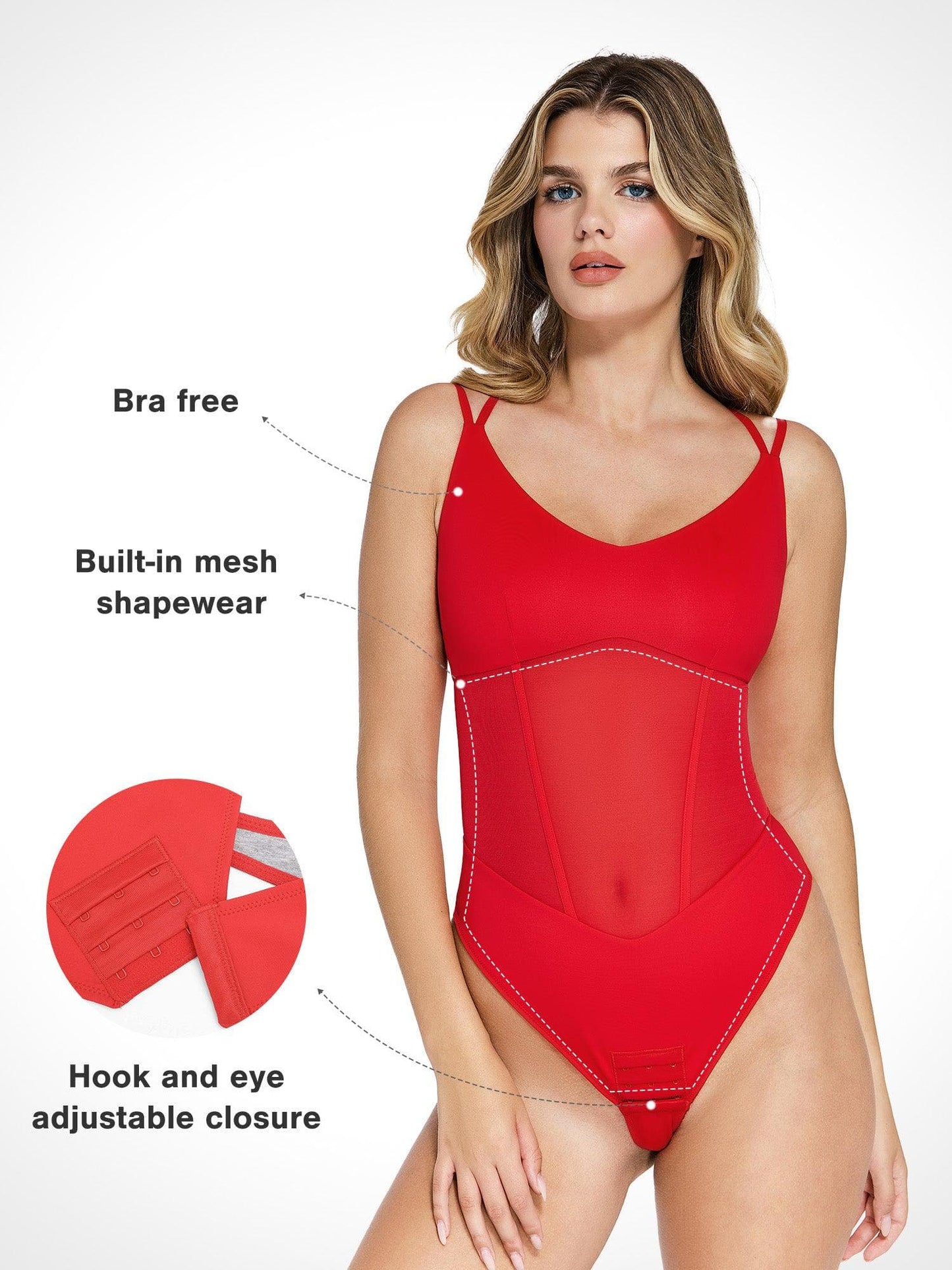 Shapewear Crisscross Back Illusion Mesh Sculpting Bodysuit