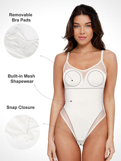 Shapewear Illusion Mesh Slimming Thong Bodysuits