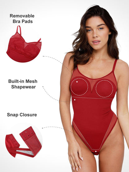 Shapewear Illusion Mesh Slimming Thong Bodysuits