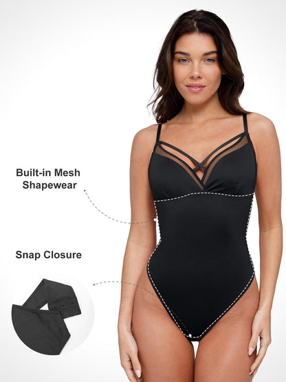 Shapewear Illusion Mesh Slimming Thong Bodysuits