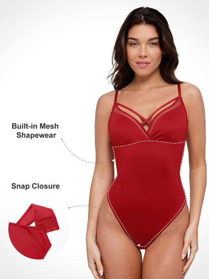 Shapewear Illusion Mesh Slimming Thong Bodysuits