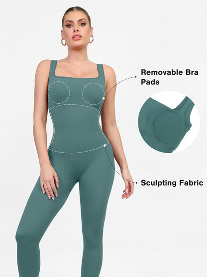 Shapewear Seamless Square Neck Butt Lift Workout Jumpsuit