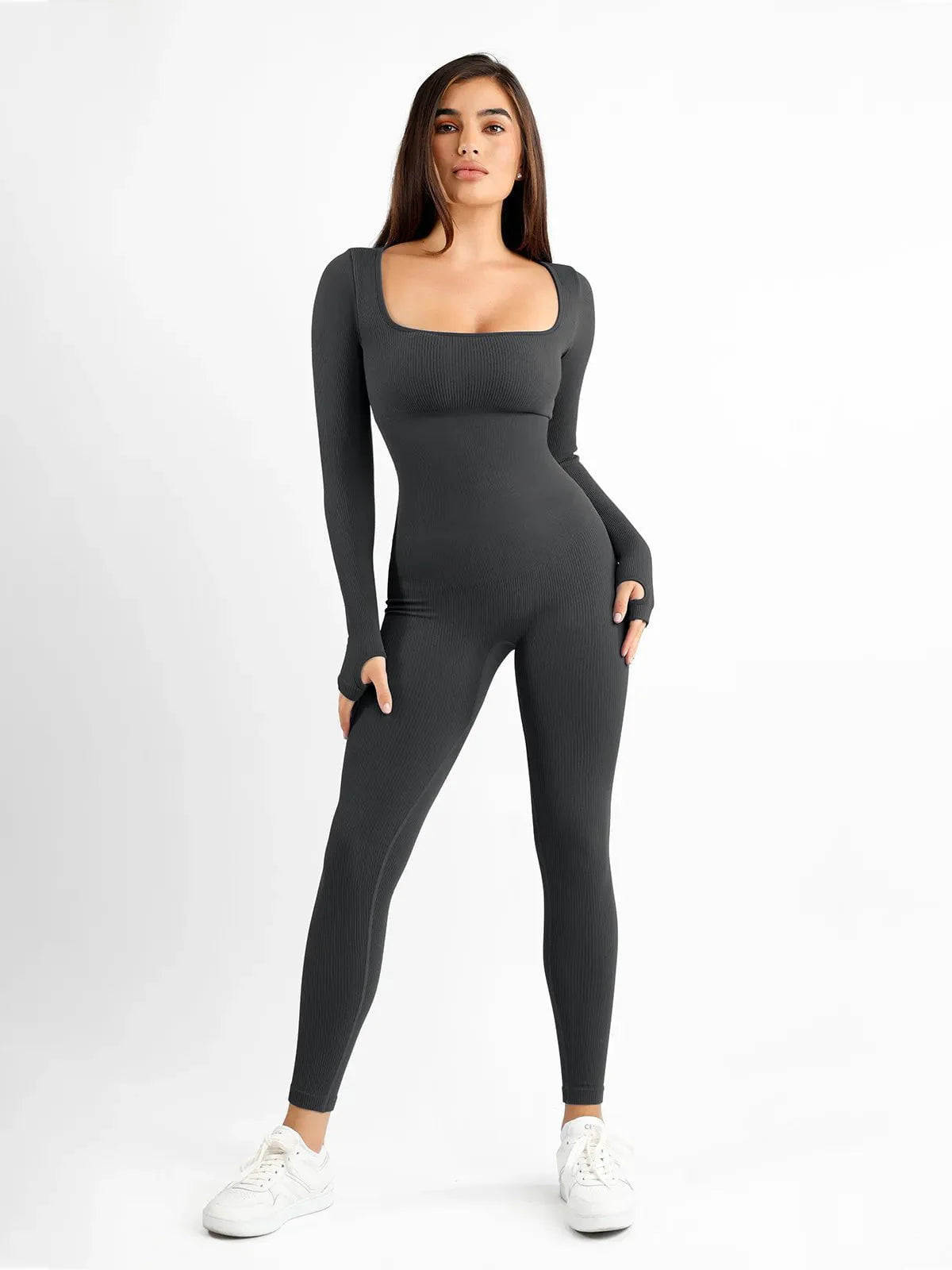 Shapewear Long Sleeve Seamless Thumb Hole Jumpsuit