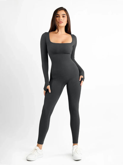 Shapewear Long Sleeve Seamless Thumb Hole Jumpsuit