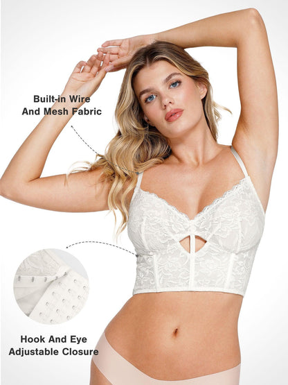 Shapewear Lace Corset Top Split Skirt Mesh Cover-Up Set