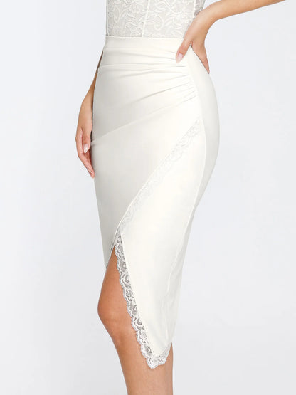 Shapewear Lace Corset Top Split Skirt Mesh Cover-Up Set